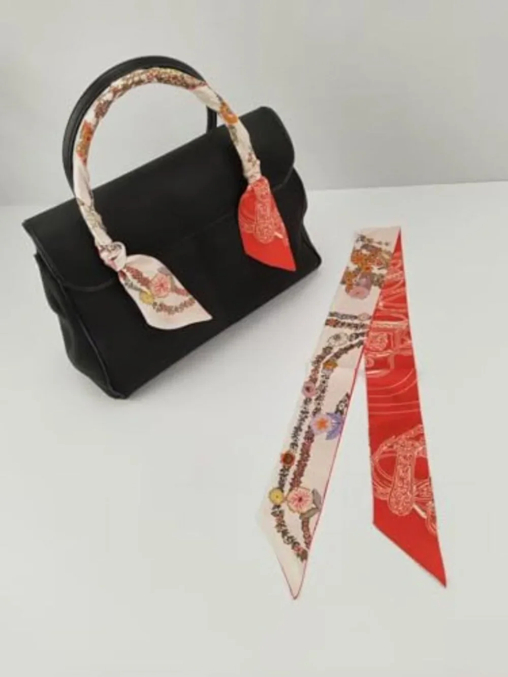 100% Mulberry Silk Twill Scarf, 34in Skinny Ribbon for Hair, Bags, Wrist & Waist